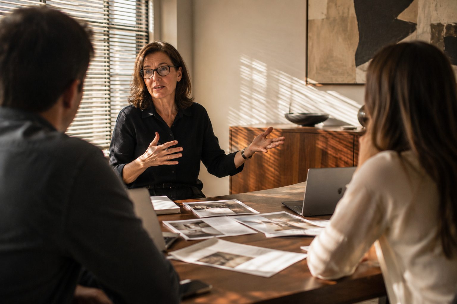 An agency principal presenting to clients