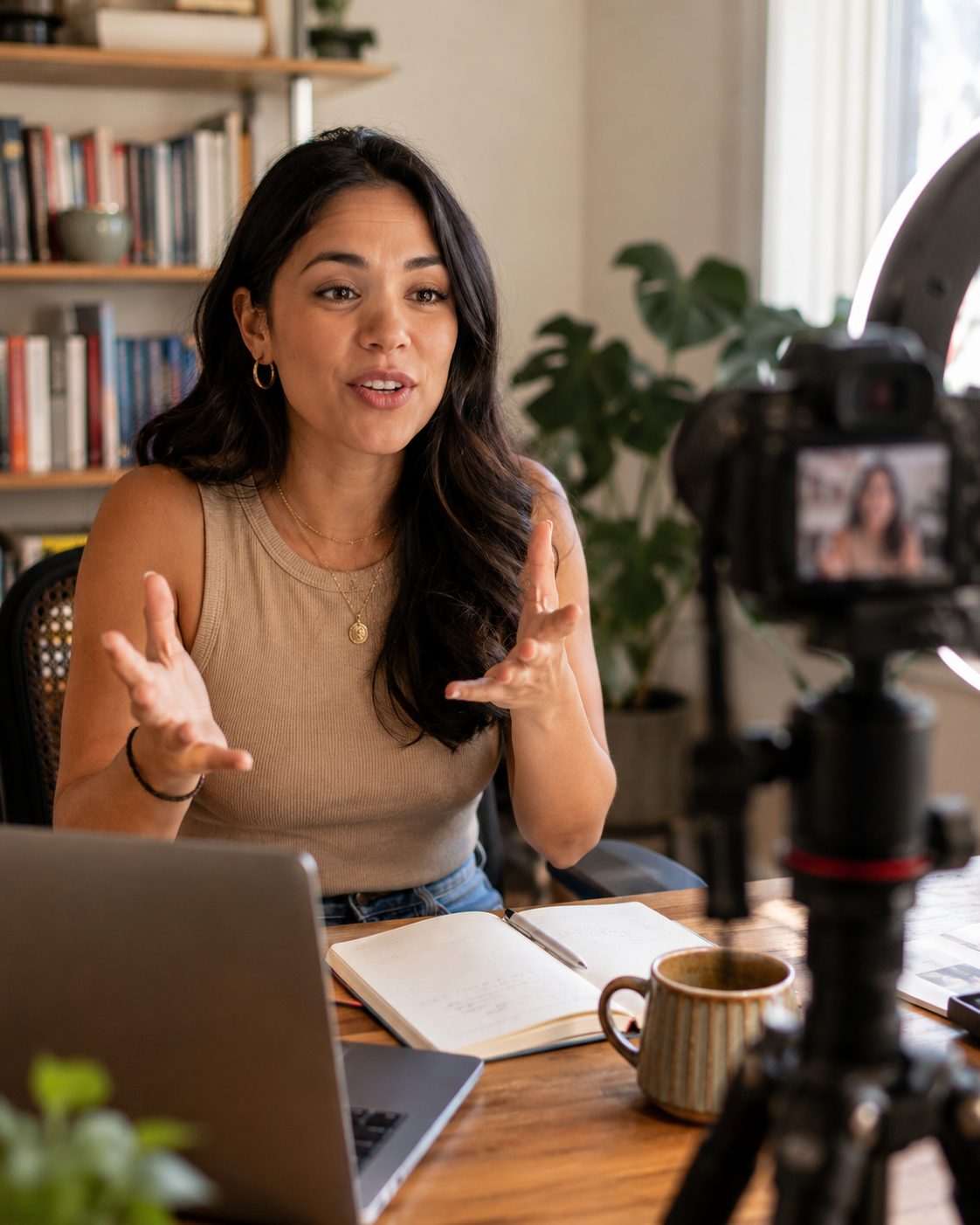 An educator recording a lesson